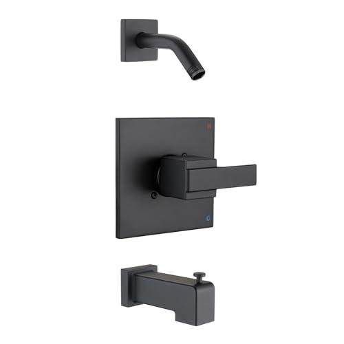 Ultrimkit Shower Faucet Trim Kit for 13/14 Series, Shower Arm, Shower Handle& Tub Spout, (Valve& Catridge Not Inclued), Matte Black