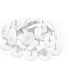 2 x 1" Inch White Furniture Nail Plastic Bottom Leg Protectors Sliders Glides - Pack of 50