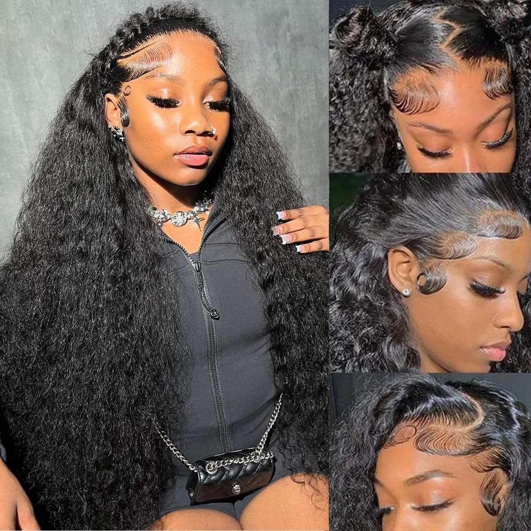 13x6 Deep Wave Lace Front Wigs Human Hair 30 Inch HD Lace Front Wigs 220 Density Pre Plucked Brazilian Curly Human Hair Wig Bleached Knots Glueless Frontal Wigs For Black Women