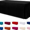 Smiry Spandex Tablecloth, Elastic Fitted Stretch Tablecloth for 8FT Rectangle Tables, Waterproof Washable Table Cover Skirt for Outdoor, Wedding, Banquet & Parties (Black, 96Lx30Wx30H Inch)