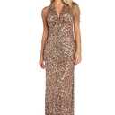 MORGAN AND CO. Women's Mocha Sequin Halter Gown - Elegant Open Back & Thigh Slit Prom & Formal Dress 7