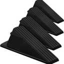 Frienda 4 Pcs Jumbo Door Stoppers Heavy Duty Door Stopper Tall up to 2inch Tall Wedge TPR Large Wedge Stackable Big Rubber Doorstop for Hotel Carpet Hardwood Concrete and Tile (Black)