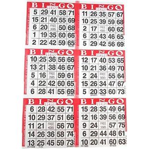 6 on Red Bingo Paper Cards - 500 sheets - 3000 cards