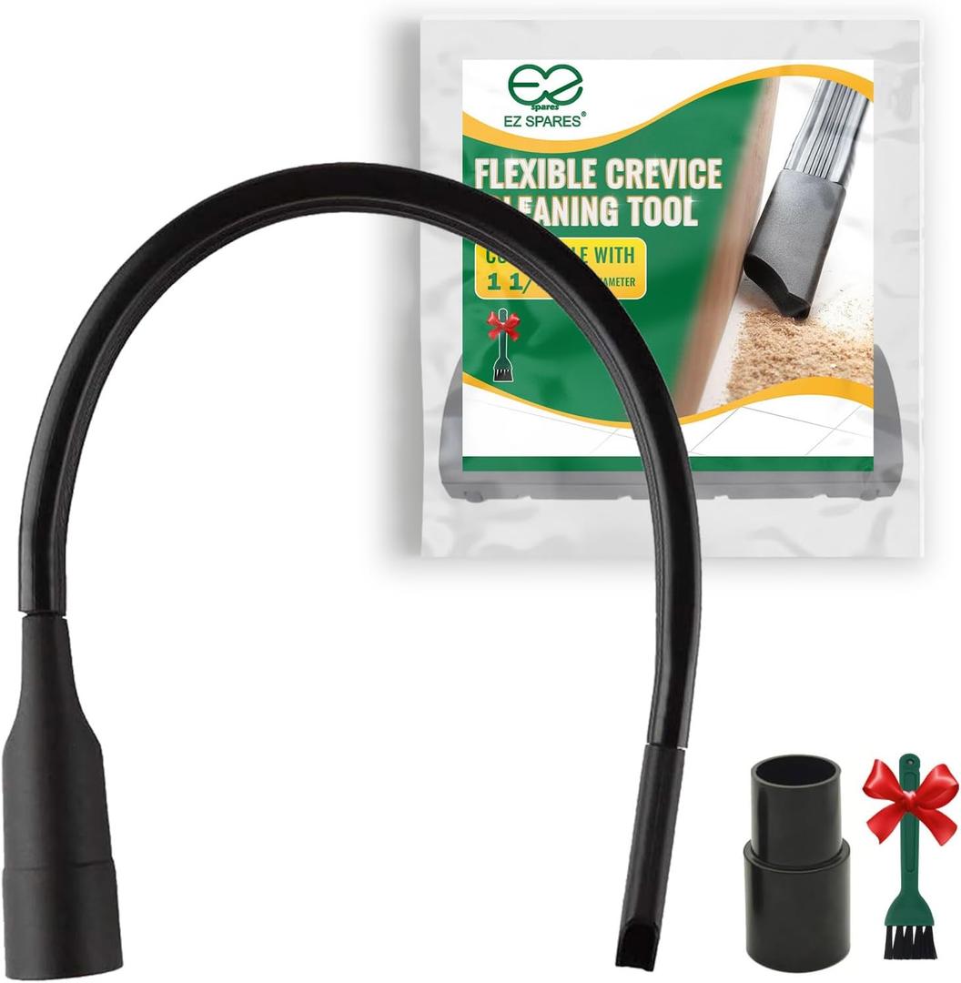 EZ SPARES 25-inch Flexible Vacuum Crevice Attachment Crevice Tool Crevice Brush Tool Kit for All 1-1/4" or 1-3/8"(32mm-35mm) Vacuum Hoses