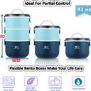 Bento Box Adult with Insulated Lunch Bag & Utensils, 81oz Large Capacity Leakproof 3 Stackable Lunch Box Containers for Adults Men Women Dining Out, BPA-Free & Microwave Safe Bento Lunch Box, Blue