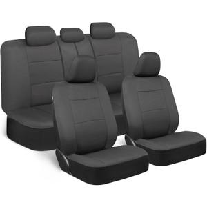 BDK PolyPro Car Seat Covers Full Set in Solid Charcoal Front and Rear Split Bench Seat Covers for Cars, Easy to Install, Accessories for Auto Trucks Van SUV,Solid Gray
