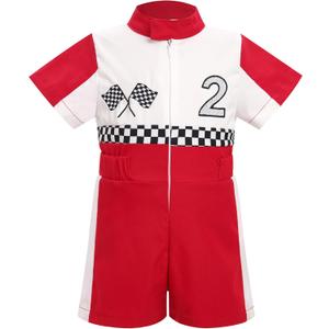 IMEKIS Baby 1st 2nd Birthday Outfit Boy Girl Race Car One Piece Jumpsuit Halloween Cake Smash Photo Shoot (18-24 Months)