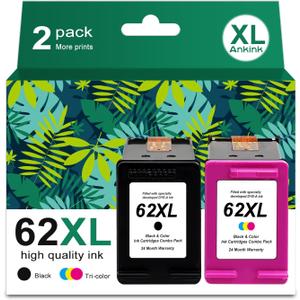 62XL Ink Cartridges Replacement for HP Ink 62 62XL HP62 Black Color Cartridge Combo Pack Work for 5540 5542 5545 5640 5642 5660 5664 5665 7640 7645 8000 200 250 5740 5742 5743 5745 8040 Printers
