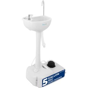 SereneLife Portable Camping Sink with 19L (5+ Gallon) Water Tank, Hands-Free Foot Pump, Soap Dispenser & Towel Holder, Compact Design with Carry Handle  Perfect for Camping, Worksites, Outdoors
