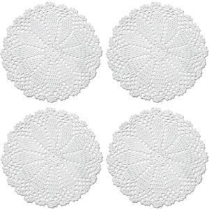 Phantomon 7 Inch Doilies Handmade Round Crochet Cotton Lace Doilies Table Placemats Doilies, Vase Pads Doily, Pack of 4 (White)