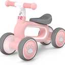DRAMATION Baby Balance Bike for 1 Year Old Girls Gifts, 10-12 Months No Pedal Toddler Balance Bike with 4 Silence Wheels, 1st Birthday Gift, Ride On Toys for Boys Girls 1 Years Old, Pink