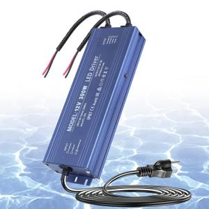 SUCIKORIO 12V 300W Ultra Slim LED Transformer 100-120V AC to 12V DC 25A Quiet Low Volt LED Driver Constant Voltage Driver Adapter, IP67 Waterproof for Indoor & Outdoor