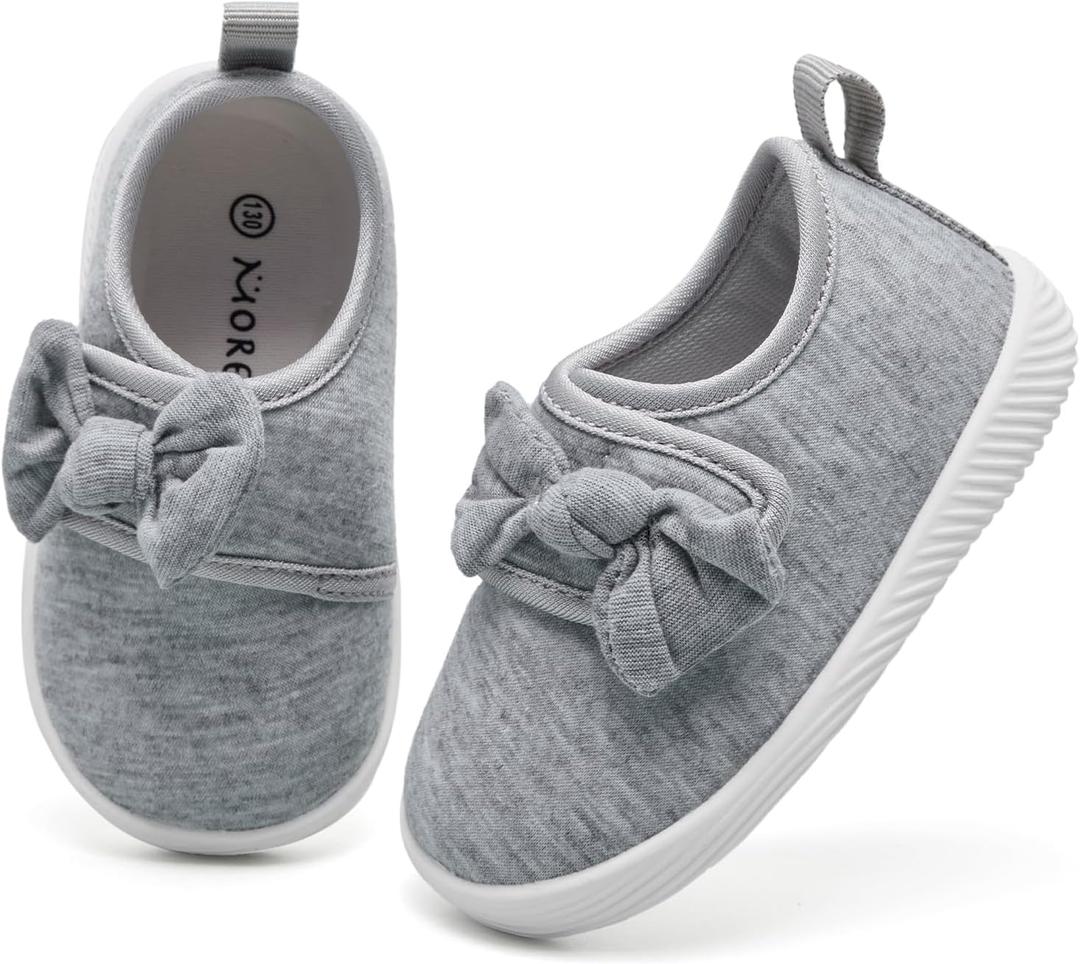 MORENDL Toddler Shoes Baby Walking Sock Shoes Non-Slip Breathable Boys & Girls Sneakers Infant Tennis Shoes Grey 6-9, Months Size 120