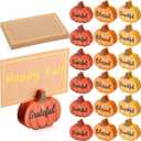 Tradder 18 Pcs Thanksgiving Pumpkin Place Card Holders with Gold Foil Harvest Fall Mini Pumpkin Name Card Photo Picture Stand Holder for Decorations Wedding(Yellow, Orange, Light Orange)