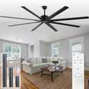 96" Large Ceiling Fan with Reversible DC Motor, 6-Speed Large Ceiling Fan with 8 Aluminum Blades and 3 Downrods, for Living Room, Gym, Office, Commercial Space