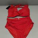 Tempt Me Women Two Piece Swimsuit High Waisted Bikini Halter Vintage Retro Bathing Suit Push up Swimwear (Red, L)