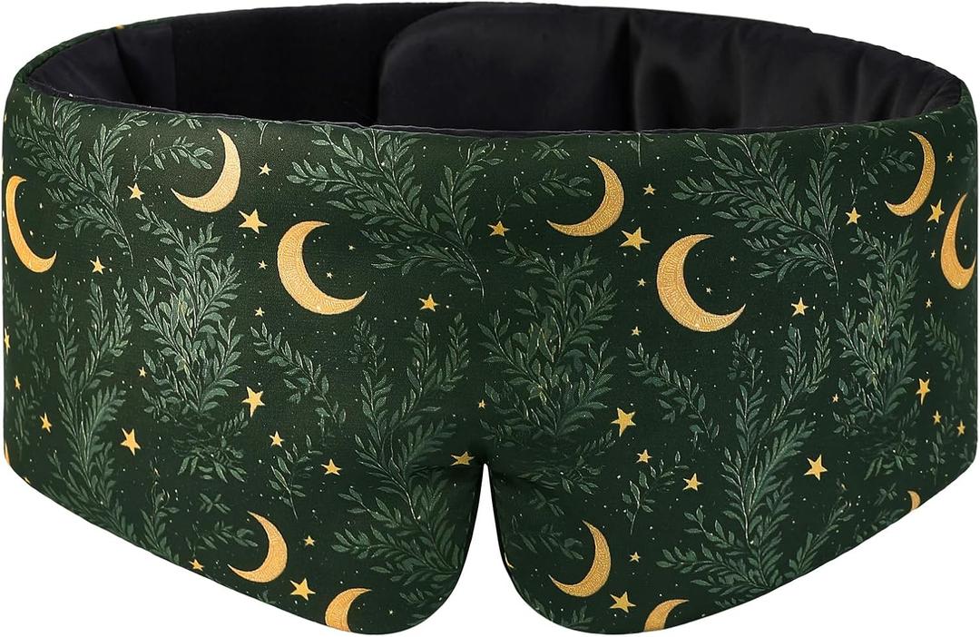 ALASKA BEAR Wraparound Style Silk Eye Mask, Big Wide Headband and Large Coverage Sleeping Mask, No Side Buckles, Strapless(Silent Night)