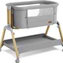 Jimglo 3 in 1 Baby Bassinet, Rocking Bassinets with Comfy Mattress and Wheels, Adjustable Height Bassinet Bedside Sleeper, Easy Folding Portable Crib for Newborn (Grey)