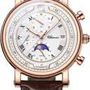 Avaner Men's Leather Strap Watches: Analog Quartz Classic Wrist Watches with Three-Eye Dials and Date