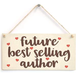 Meijiafei Future Author - Aspiring Writer Author Novelist Love Heart Design Book Lover Gift Sign 10" X 5"
