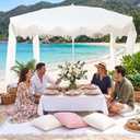 Hosuly 20 Pcs Boho Beach Cabana Picnic Set, Fringe Canopy, Pink
