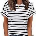 WIHOLL Womens Tops Short Sleeve Shirts Summer Outfits 2026 Spring Dressy Casual Clothes Clothing, Medium 