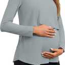Tankaneo Womens Maternity Nursing Tops Long Sleeve Double Layer Breastfeeding Shirts Pregnancy Clothes (Medium, Grey)