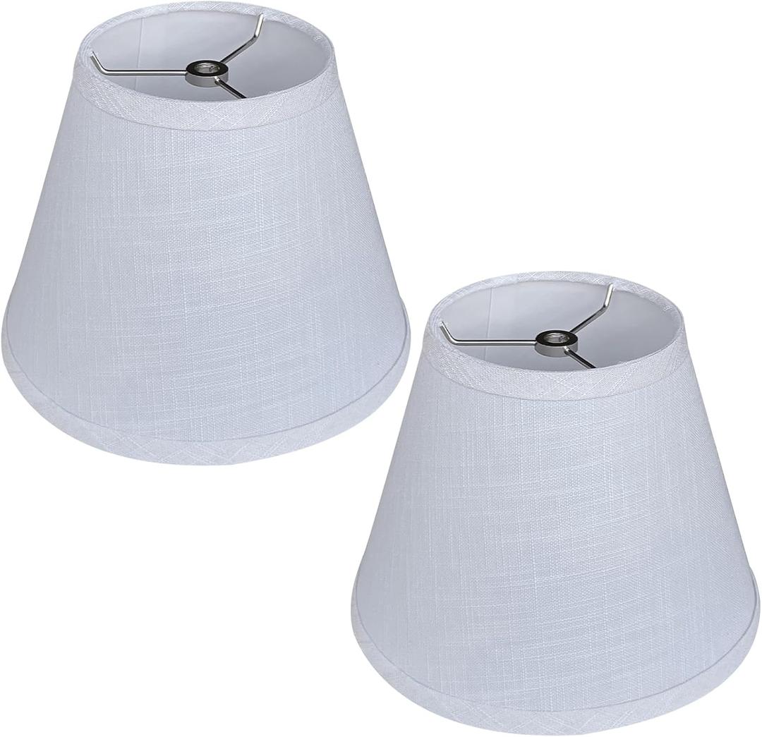 TOOTOO STAR Small Lamp Shades Set of 2, 5x9x7 Inch White Small Lamp Shade for Table Lamps Replacement, Handmade Linen Spider Mount