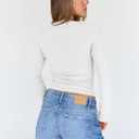 Trendy Queen Womens Long Sleeve Shirts Crop Square Neck Ribbed Tops Basic Slim Fit Y2K Fall Winter Clothes Outfits 2026 (White, L)