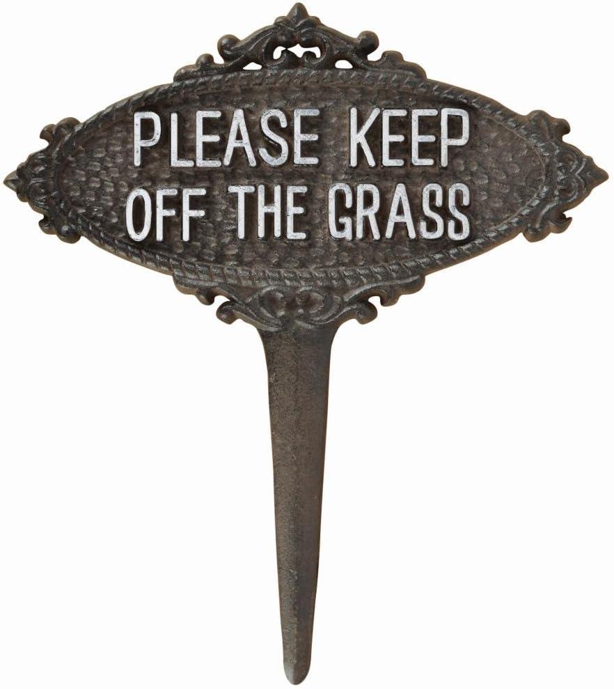 Esschert Design TT207 Series Please Keep Off The Grass Sign,Black and White,9"H