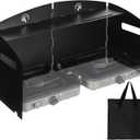 REDCAMP Portable 4-Panel Steel Camping Stove Windscreen, Foldable Windproof Outdoor Gas Stove Windshield with Storage Bag for Camping, Hiking, Backpacking, Picnic, Cooking (Black)