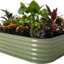 Vego garden Raised Garden Bed Kits, 17" Tall 6 in 1 Modular Metal Raised Planter Bed for Vegetables Flowers Patio Ground Planter Box-Olive Green