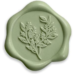 UNIQOOO Wax Seal Stickers - Eucalyptus Wedding Invitation Envelope Seal Stickers, 50 Pcs Self- Adhesive Sage Green Stickers, Perfect for Invitation, Christmas, Gift Wrapping