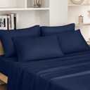 HOMEIDEAS Queen Size Bed Sheets - 6 Piece Set (Navy) - Extra Soft Brushed Microfiber 1800 Bedding Sheets, Deep Pocket, Wrinkle & Fade Free