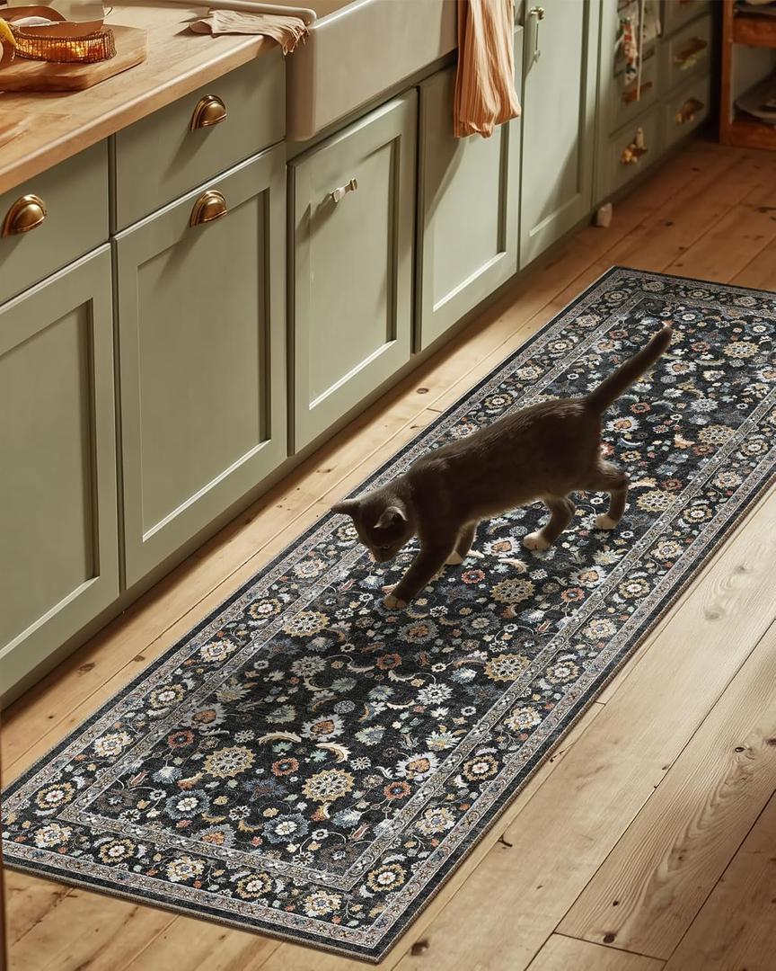 Washable Runners for Hallways Kitchen Rug: 2'6"x8' Runner Rugs Stain Resistant Non Slip Low Pile Boho Carpet Runners for Hallways Bedroom Entryway Indoor Beside Bathroom Laundry Room