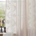 jinchan Belrose Lined Linen Blend Curtains Boho Floral Curtains for Bedroom 84 Inch Length Ivory Embroidered Drapes Rod Pocket Farmhouse Flower Drapes for Living Room Window Treatments Set 2 Panels