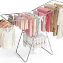 APEXCHASER Clothes Drying Rack, Stainless Steel Drying Rack Clothing with Height-Adjustable, Foldable Gullwings Laundry Drying Rack, Indoor Outdoor Use, No Assembly, White