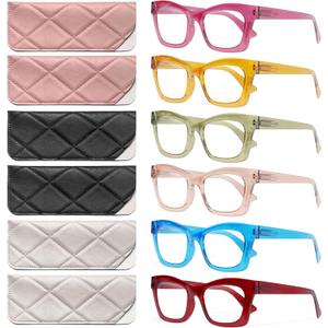 CCVOO Stylish Reading Glasses - Mothers Day Gift for Mom - Lightweight Blue Light Blockers, UV400, Spring Hinge (Multicolor Flair)