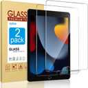 Apiker 2 Pack Screen Protector for iPad 9th 8th 7th Generation 10.2 Inch, Tempered Glass Film for iPad 9 8 7 (2021/2020/2019), Case Friendly, Apple Pencil Compatible, High Response