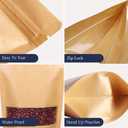 100pcs 5.9 x 8.62 Inch Kraft Stand Up Pouches Zip Lock Food Storage Bags with Matte Window Multipurpose Kraft Paper Bags Reusable, Heat-Sealable