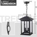 Treekee Large Outdoor Pendant Light, Modern Adjustable Hanging Lantern, Black Outside Porch Chandelier Light with Seeded Glass, Exterior Pendant Lighting for Patio, Porch, Yard
