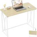 coeztt Folding Table, 31.5" Small Desk for Bedroom, Space Saving Foldable Computer Desk for Home Office, Easy Assembly, Beige