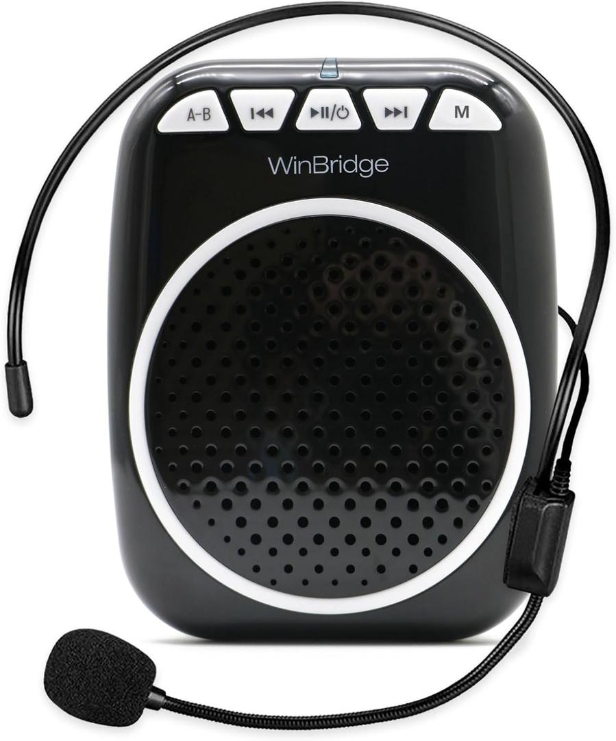 WinBridge WB001 Portable Voice Amplifier with Headset Microphone, Personal Speaker Head Mic, Megaphone Speaker for Teachers, Elderly, Tour Guides, Coaches, Presentations, Mini PA with Wearable Mic