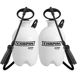 Chapin 22000 Pump Sprayer, 1-Gallon Translucent Tank with an Easy Fill Funnel-Top Opening, Adjustable Cone Nozzle & 34" Long Reach Hose, Used for Fertilizer, Pesticides, Weeds & Pests 2 Pack
