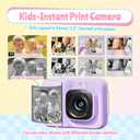 Instant Print Camera for Kids, Christmas Birthday Gifts for Girls Boys Age 3-12, TYPONOS Kids Cameras, Portable Toy Camera for 3 4 5 6 7 8 9 10 Year Old Girl with 32GB SD Card, Purple, 1 Count