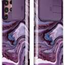GVIEWIN Designed for Samsung Galaxy S22 Ultra Case with Slide Camera Cover, [Military Grade Drop Protection] Marble Slim Fit Shockproof Protective Phone Case for S22 Ultra 5G 6.8" 2022(Quicksand)