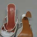 Vertundy Women's Mule Heels Rhinestones Strappy Stiletto Slide Pumps Slip On Sexy High Heels Sandals Closed Pointed Toe Backless Dressy Wedding Party Summer Shoes (6.5, White)