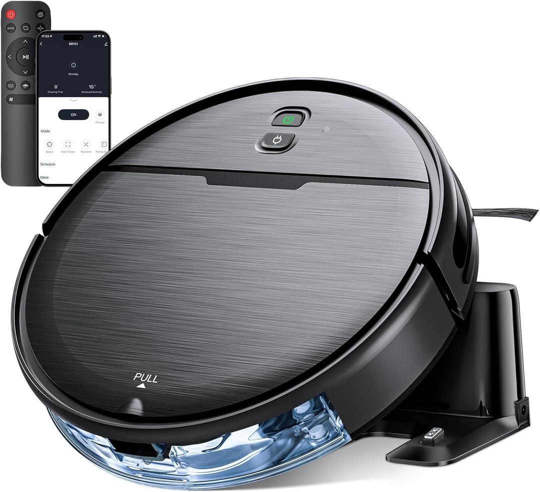Robot Vacuum and Mop Combo with APP/Voice/Remote Control, 2 in 1 Vacuuming & Mopping Robot, Schedule, Strong Suction, Tangle-Free, Slim & Quiet, for Homes with Pets, Low Pile Carpet & Hard Floors