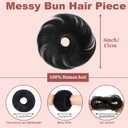 Human Hair Bun Messy Bun Hair Piece Fake Hair Bun Scrunchie,Black | 100% Real Human Hair Bun with Natural Texture, Creates Messy Bun Updo Style for Women with Easy Daily Styling