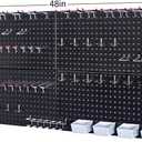 Pegboard Smith 48x24 inch Black Metal Pegboard Kit for Wall Organization with Hooks, Garage Storage Bins, and Utility Tool Board, Efficient Tool Organizer Peg Board